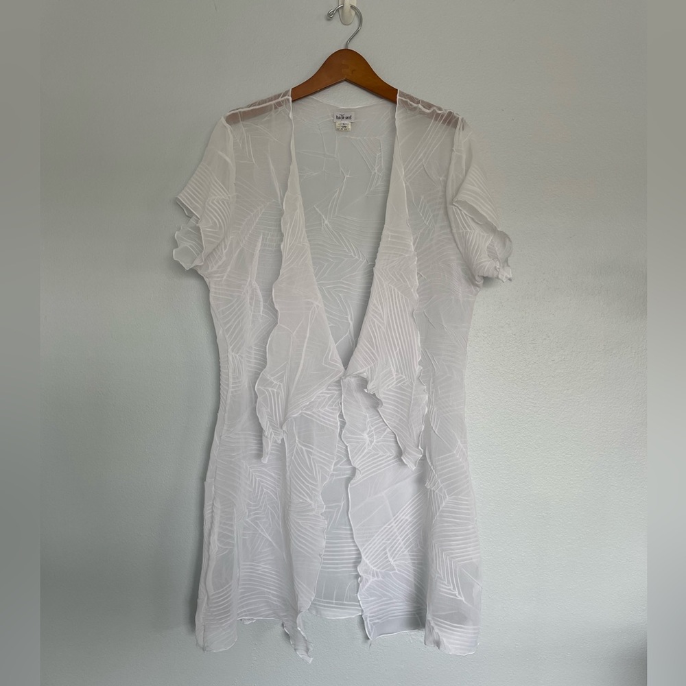 🇫🇷 PAIN DE SUCRE Elegant Sheer White Short Sleeve Beach Textured Cover Up